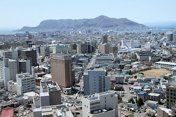 函館市街と函館山の風景
