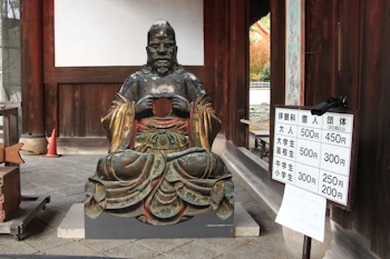 十八羅漢像の顔出し看板の風景